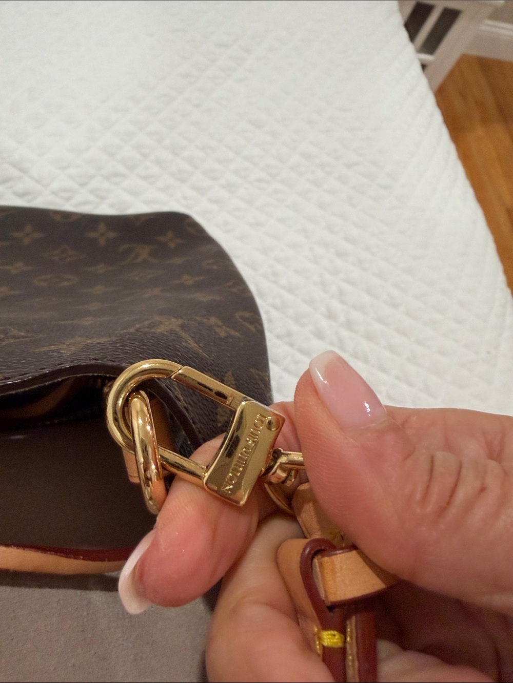 New Monogram Canvas Shoulder Bag in Brown with Tan Trim - Picture 10 of 10